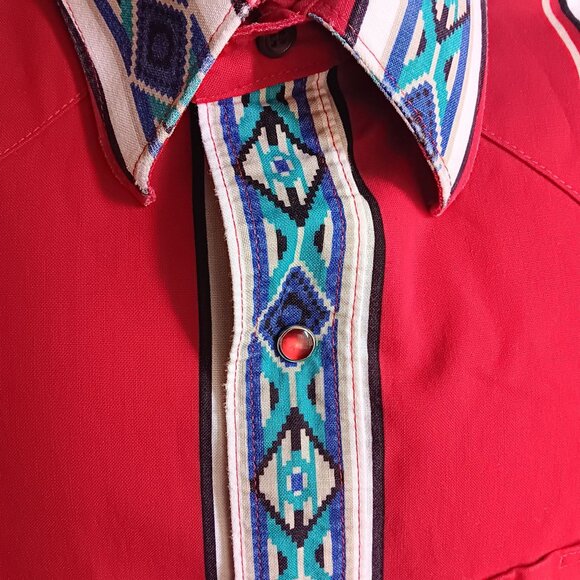 XL Vintage Mens Western Shirt Wrangler Geometric Aztec Mexican Cowboy 1990's - Picture 3 of 7